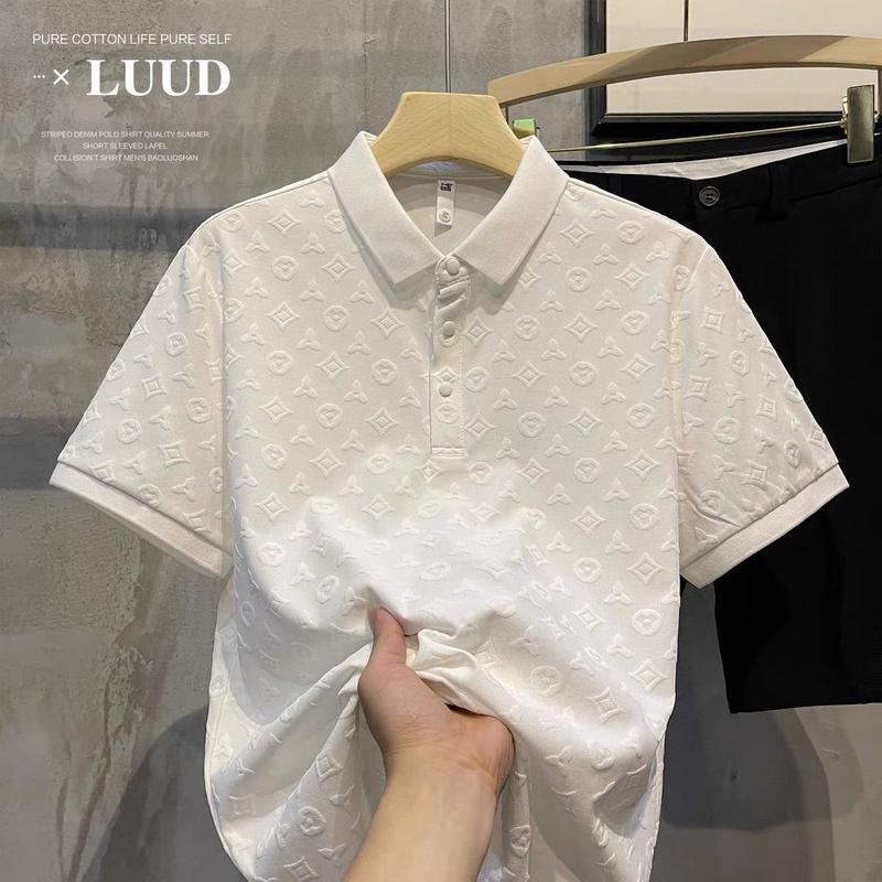 Áo Polo Jacquard, Phong Cách Thường Ngày Thời Trang Sang Trọng Giá Cả Phải Chăng Thoải Mái Và Thoáng Khí, Thích Hợp Cho Mùa Hè, Hàng Mới Về, Dáng Ôm, Áo Len Cổ Lọ, Dành Cho Nam Menswear Shirt 2