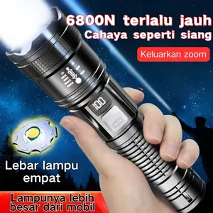 Senter Teleskopik Super Bright Zoom Optik dengan LCD Display Tahan Air IPX5 Baterai Tahan Lama Mode Pendar Darurat Cocok untuk Aktivitas Outdoor dan Kebutuhan Darurat