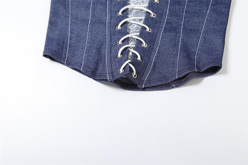 Product Introduction of Quần Áo Nữ, Phong Cách Âu Mỹ Thiết Kế Dây Đeo Chéo Ren Thời Trang, Denim Ôm Sát Áo Vest Nhỏ Thích Hợp Cho Mùa Thu Mới 2024 Top Women 18