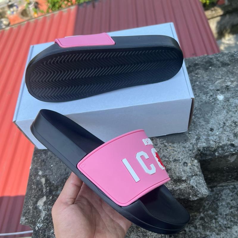 Dép Lê ĐS QUỜ ICON lá bản màu Hồng size 37-43 Slipper đế sóng quai cao su chữ nổi. dép  lá 6