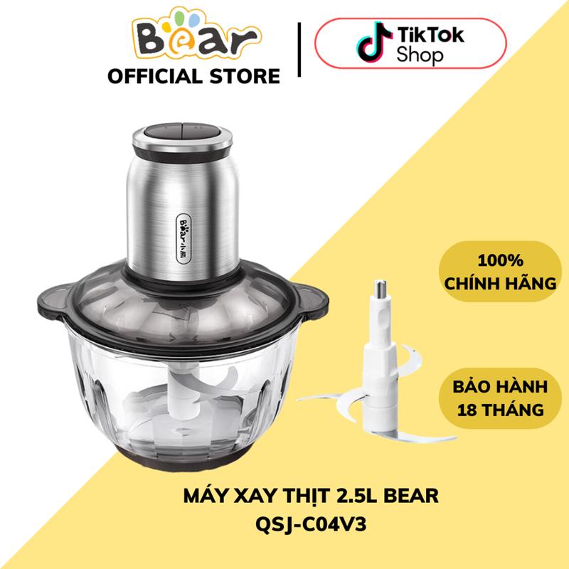 [BẢN CAO CẤP] Máy Xay Thịt Đa Năng 2.5L, BEAR QSJ-C04V3, Công suất 350W, Có Ron Silicon Ở Đế Và Nắp, Chống Trào, Xay Đồ Nước Được, Bảo Hành 18 Tháng