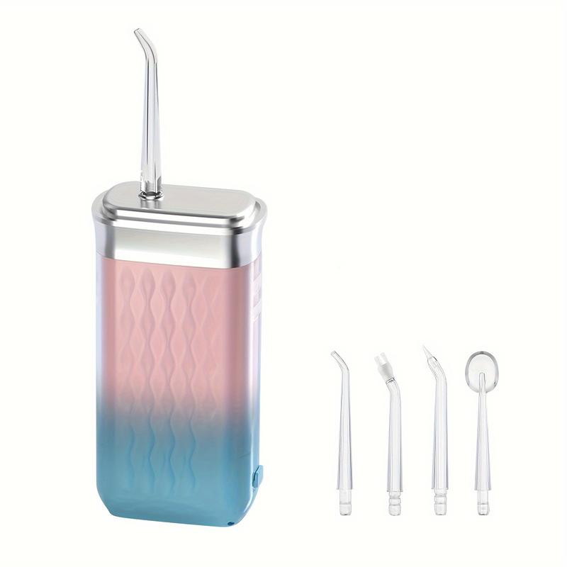 Máy tăm nước không dây Khloee, Máy làm sạch răng Cầm Tay 4 chế độ, 4 đầu phun, Có Thể Sạc Lại USB, Pin Lithium 50mAh, với lợi ích sức khỏe men răng, Thích hợp cho gia đình và du lịch 7