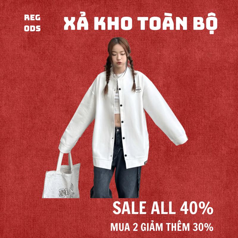 Áo khoác Jacket nút gài thêu REGODS form rộng unisex nam nữ vải Nỉ PCG - Jacket pieces ss1