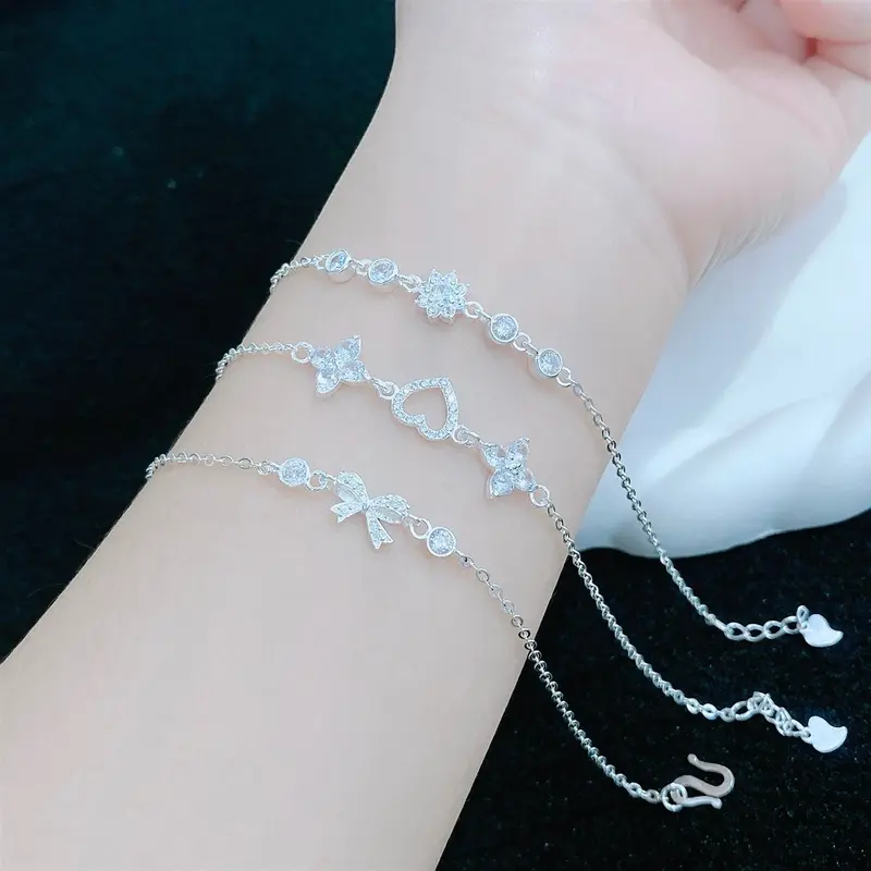 Lắc tay kiểu bạc ta họa tiết xinh xắn dáng nhỏ xinh LTJ459 Hoa Len 5