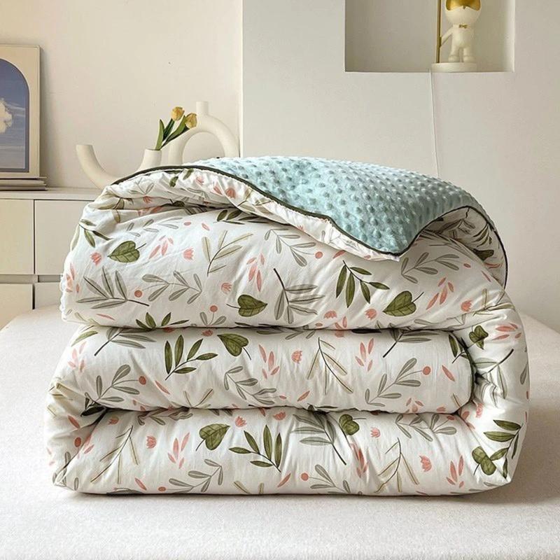 Chăn cotton đũi xơ đậu nành mùa đông trần bông dày dặn giữ nhiệt tốt 2mx2m3 chan lông chăn nhung lông tuyết 2mx2m2