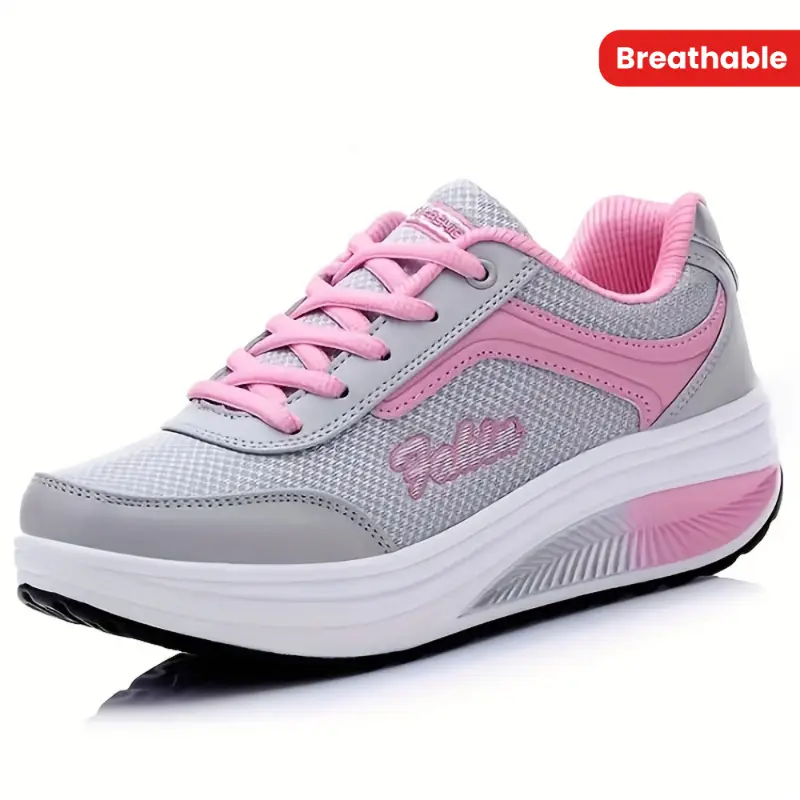 Shock Absorption Fashion Walking Shoes For Women, Breathable Wedge Sneakers, Outdoor Casual