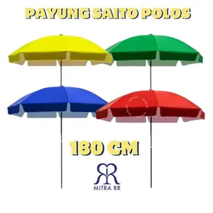 MITRA RR Payung Jualan Payung Pantai Saito Polos 180 cm | Payung Taman Cafe Tenda Jualan Dagang Parasol - Free Packing Bubble Wrap dan Dus