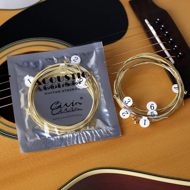 6pcs/set Universal Acoustic Guitar String Brass Hexagonal Steel Core Strings For