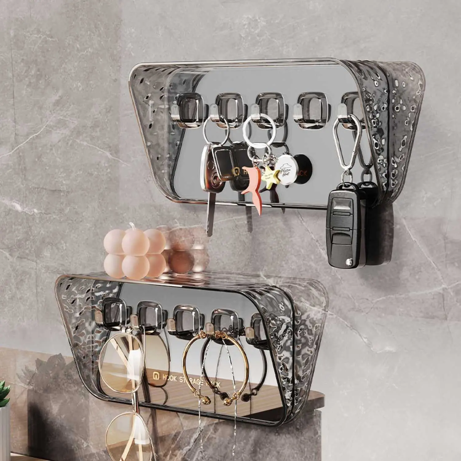 Hộp Đựng Chìa Khóa Acrylic, Dày Dặn, Treo Tường, Đồ Gia Dụng Tủ Giày Cửa, Không Cần Đục Lỗ, Thu Thập Đồ Trang Trí, Giá Để Đồ Thời Trang