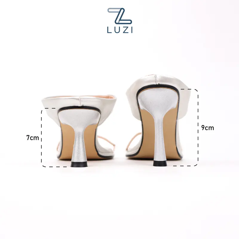 [HÀNG FULLBOX] Giày cao gót nữ 9 phân, guốc cao gót 2 quai gót nhọn thời trang, DéP nữ quai ngang 7p phong cách đi tiệc, đi chơi Luzi Shoes m149 4