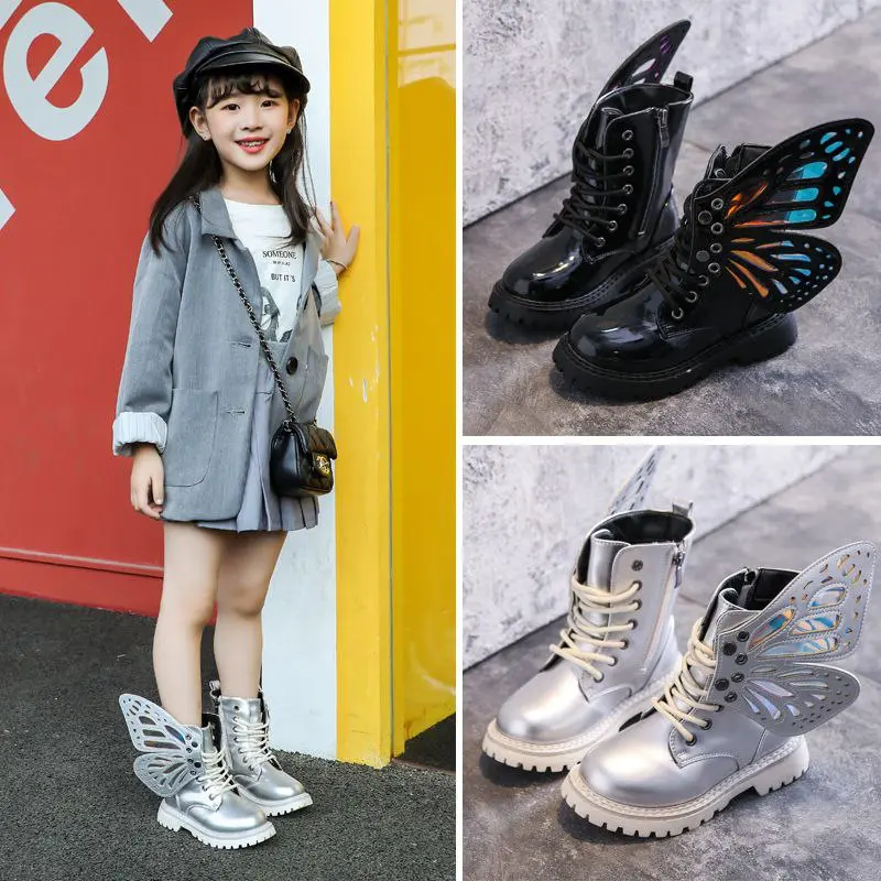[JEWELS KIDS] PARRIS BUTTERFLY BOOTS/SEPATU BOOTS FASHION ANAK TANGGUNG /SEPATU BOOTS KOREA ANAK/SEPATU SILVER 0