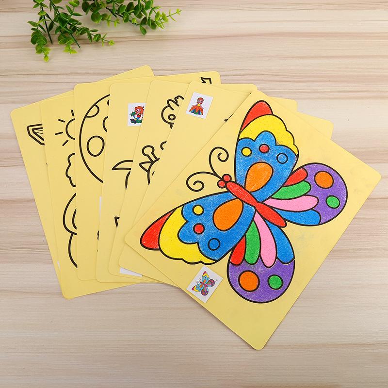 Product Introduction of Creative Toy Large Yellow Bottom Sand Painting Diy Set Children's Creative Color Sand Hand Painting Material Set 0
