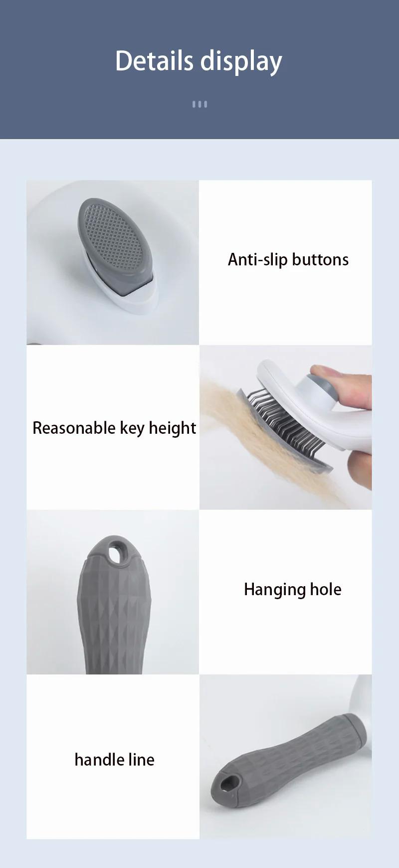 Product Introduction of Pet dog hair brush cat comb grooming and care cat brush stainless steel comb for long hair dogs cleaning pets dogs accessories 7