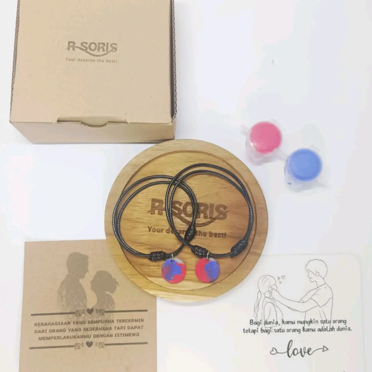R'Soris - Gelang couple sidik jari  bracelet (DIY) gelangcouplepacarsidikjari harian tali kulit korea ldr Bandul Merah love bestie