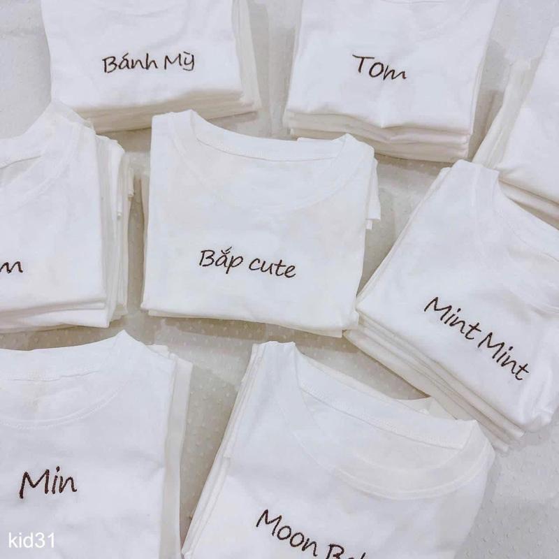 (Thêu tên) Áo Phông thêu tên bé, thêu lá cờ chất liệu  cotton mềm mại 4