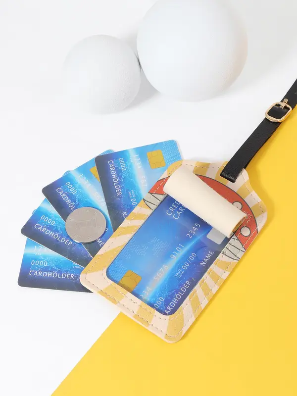 Cartoon Airplane Pattern Luggage Tag, Lightweight Backpack Tag, Suitcase Tag, Travel Bag Tag, Identification Tag, Leather Tag 2