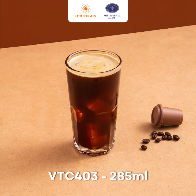 Bộ 6 cốc thủy tinh vát tám cạnh LOTUS GLASS VTC40x cao - trong suốt cao cấp, an toàn, dùng để uống nước ép, sinh tố 2