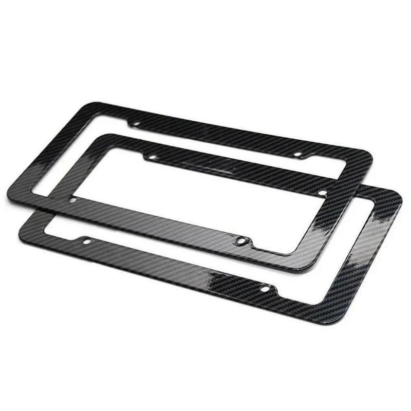 Product Introduction of COD FREE Shipping for Front Rear Black Carbon Bracket W/ Screws,Universal American License Plate Frame Auto AccessoryFiber Number  TAG Cover 16