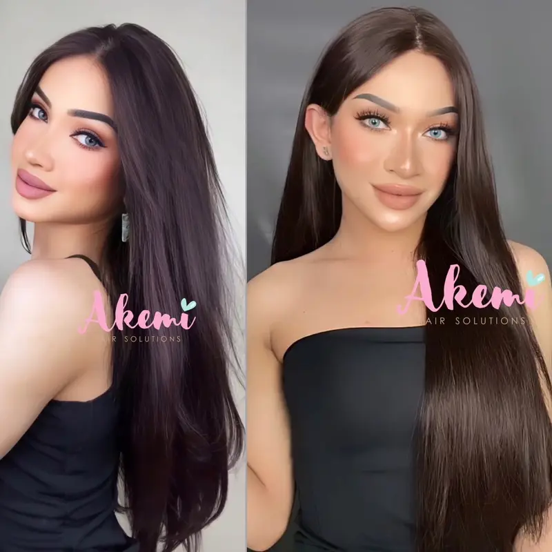 [AKEMI HAIR] - FULL LACE WIG AKEMI - LURUS NATURAL 70cm Rambut Palsu Wanita Dewasa Renda Panjang Natural Premium Black Coklat Pirang Wig Bebas Belahan Rambut Hitam Marcellashairclip 2