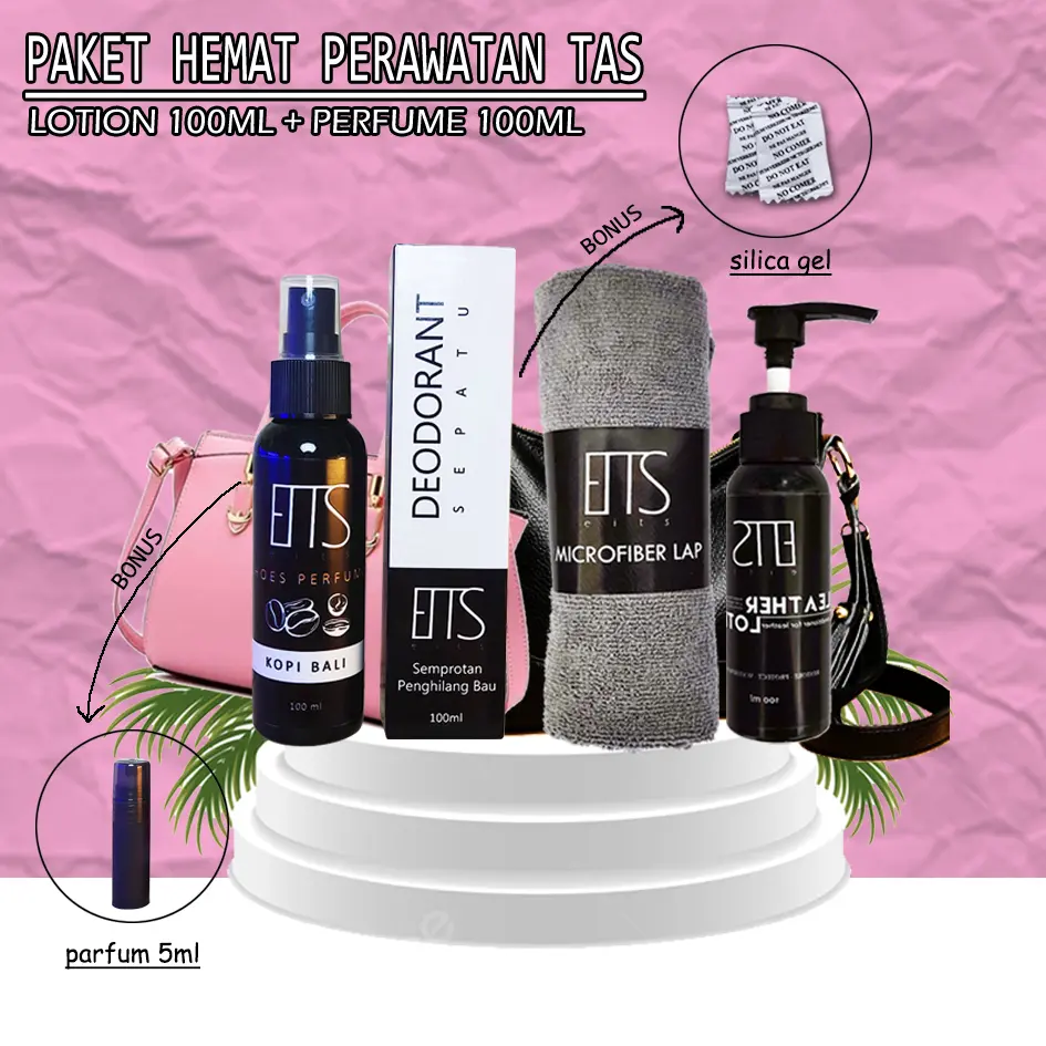 PAKET PERAWATAN TAS KULIT LEATHER BAG LEATHER LOTION 100ML & PERFUM PARFUM SEPATU ANTI BAKTERI
