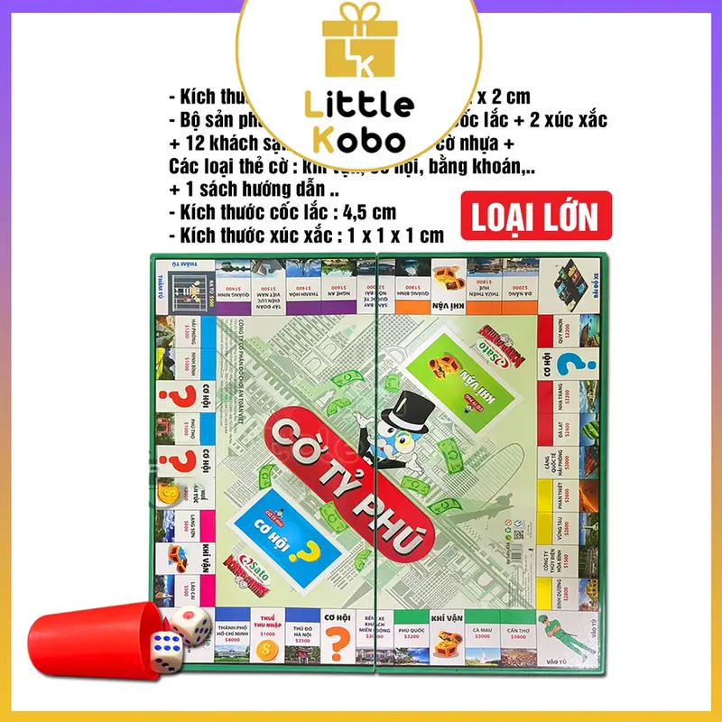 [Sa.to] Bộ Cờ Tỷ Phú Sa.to Size Lớn Trung Monopoly Cờ Tỉ Phú Đồ Chơi Trí Tuệ Giải Trí Xả Stress Xúc Xắc Toys 3