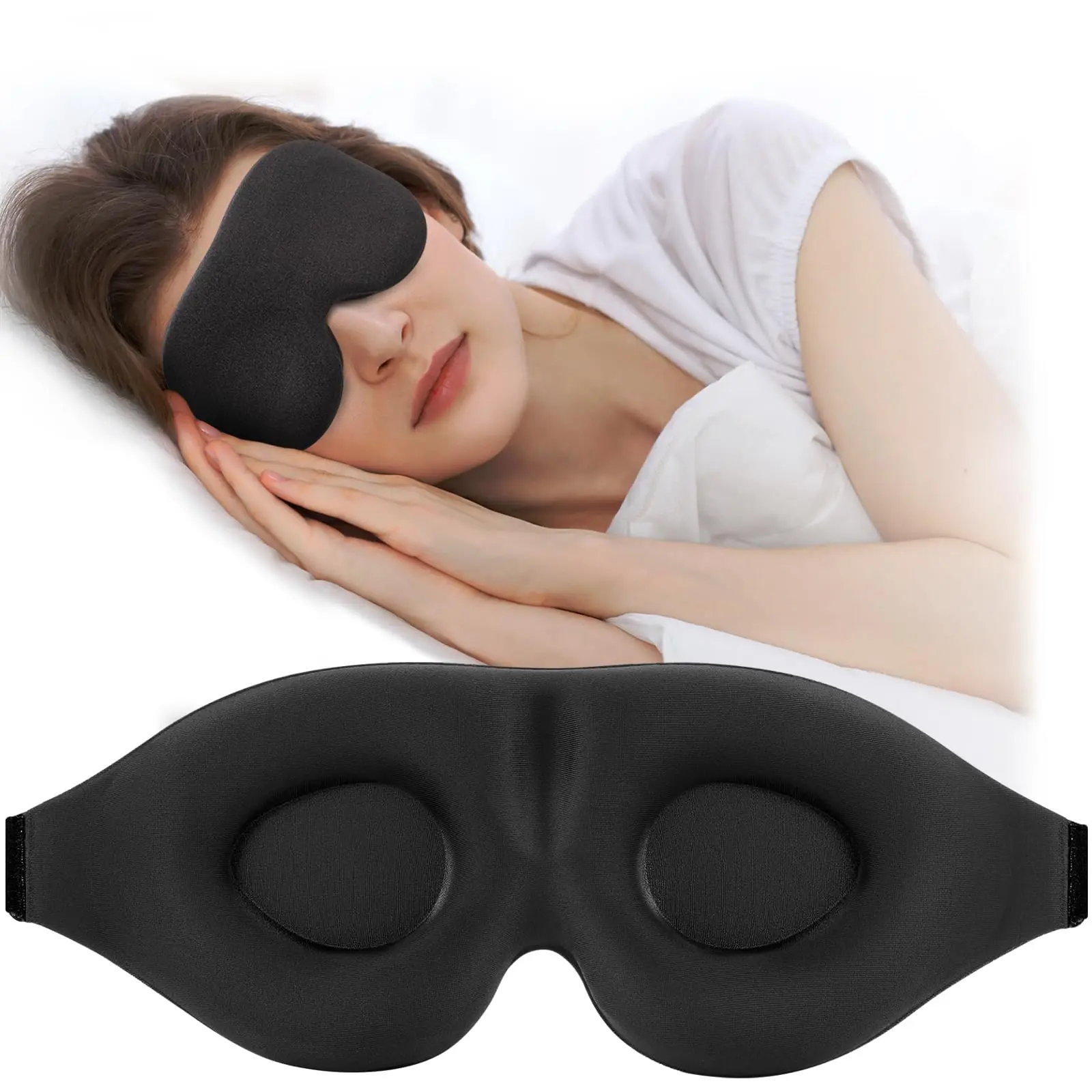 3D Sleep Eye Mask, Soft & Breathable Eye Cover for Side Sleepers, Comfortable Reversible Blackout Sleep Eye Mask for Women & Men