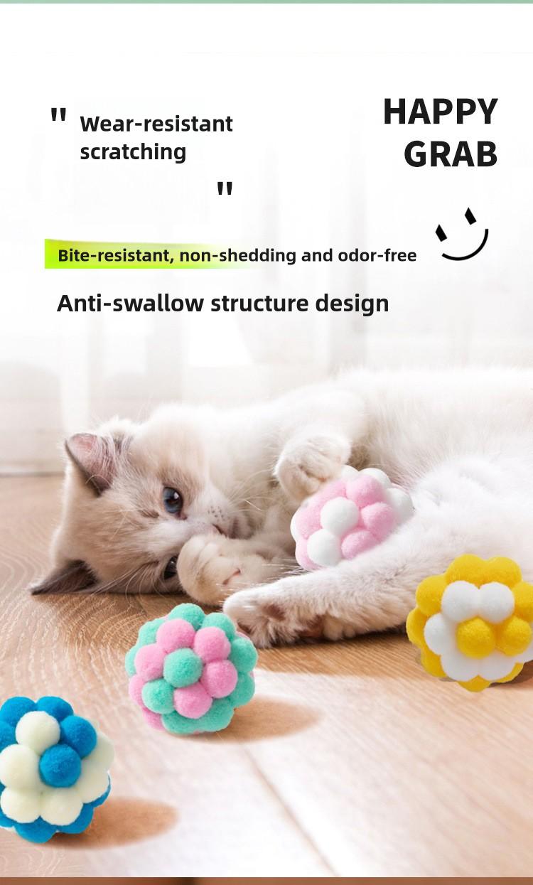 Product Introduction of Cat Toy Ball Teaser Cat Ball Cat Hair Ball Self-Entertainment Silent Ball Plush Ball Pet Toy 5