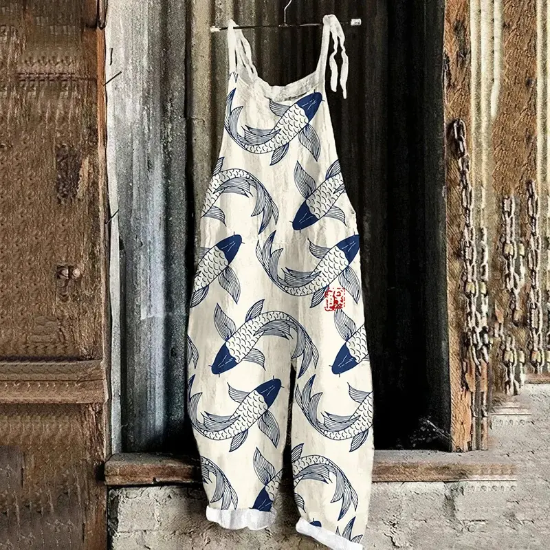New Style Retro Comfort Women's Jumpsuit Cute Fish Pattern 3D Printed Pattern Suspenders Fashion Trend Plus Size Pretty Jumpsuit Womenswear Overalls fleabag  jumpsuit