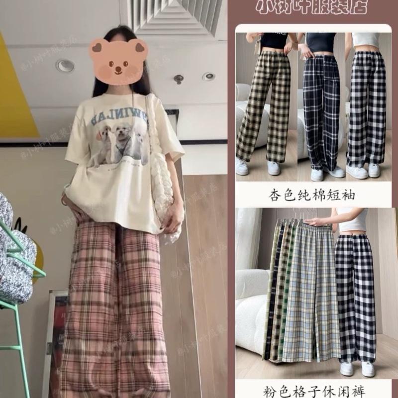 QUẦN HÈ Quần Kẻ Caro Không Lót Lông Dáng Suông Ống Rộng Mềm Mịn Siêu Mát Không Nhăn Dễ Phối Đồ phù hợp cho cả Nam Nữ