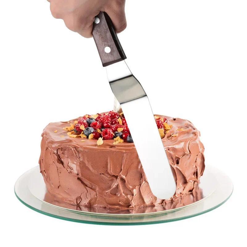 Product Introduction of Stainless Steel Spatula with Wood Handle 4 6 8 10 Inch Spatula Cake Decorating Tools Cream Knife for Cake Butter Smoother Icing 5