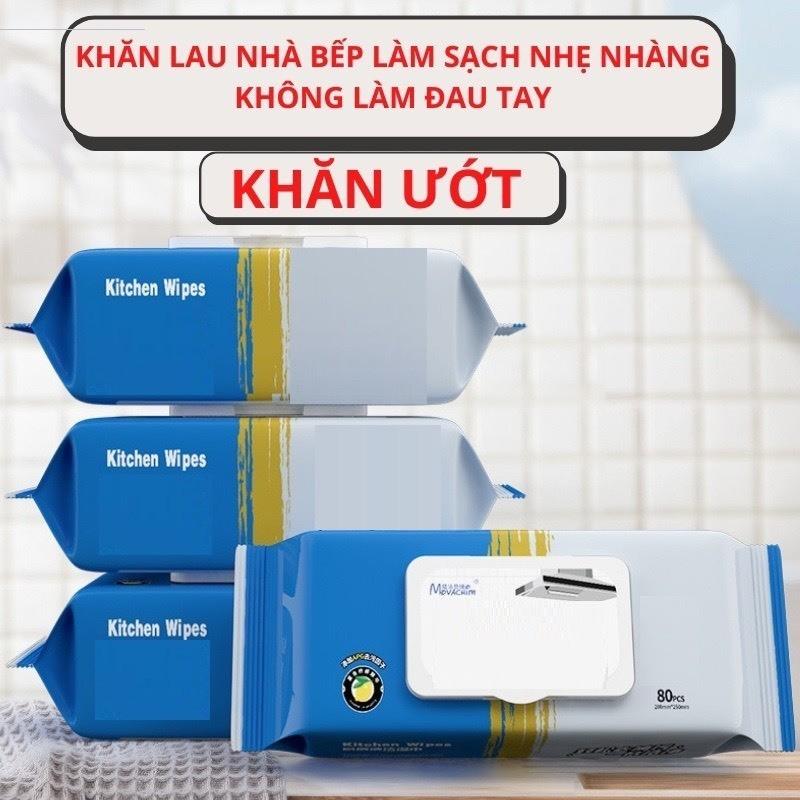   THÙNG 10 GÓI  Khăn ướt Lau bếp đa năng 1 gói 80 miếng Siêu tiết kiệm 