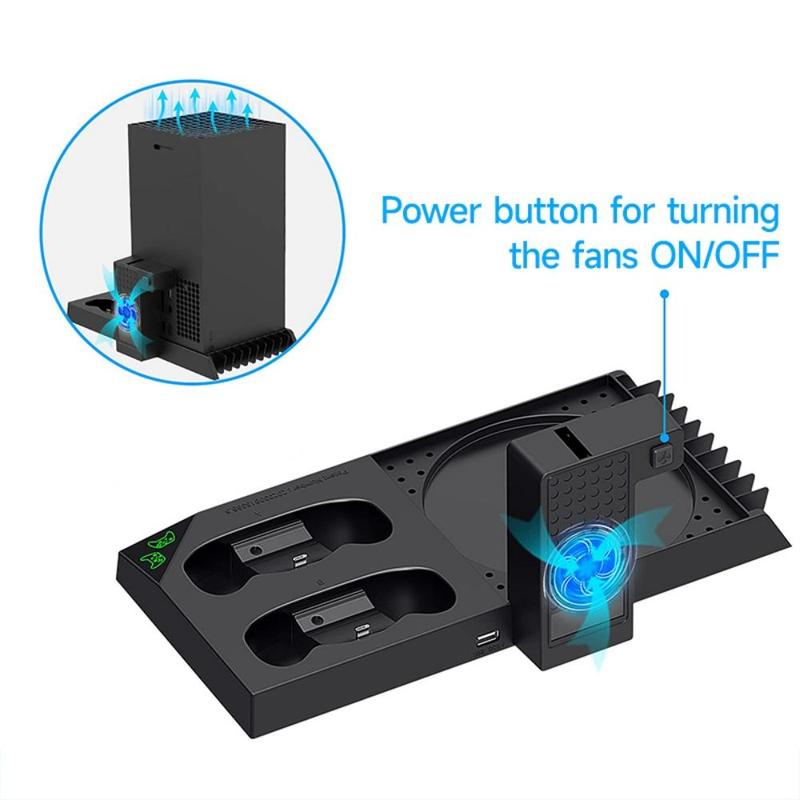 Vertical Cooling Stand Compatible With Xbox Series X, Charging Station With 1400mAh Rechargeable Battery Pack & Dual Controller Charger Ports, Console Accessories For Xbox Series X 5