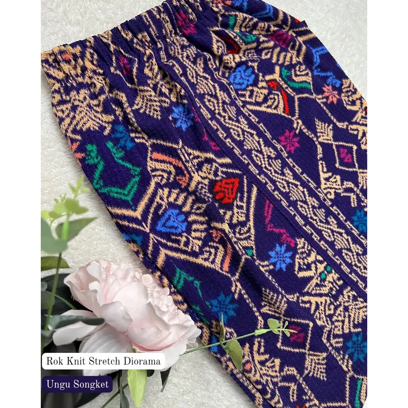 Rok Panjang Span Knit Stretch Diorama Motif Songket Bali Bawahan Kebaya 3
