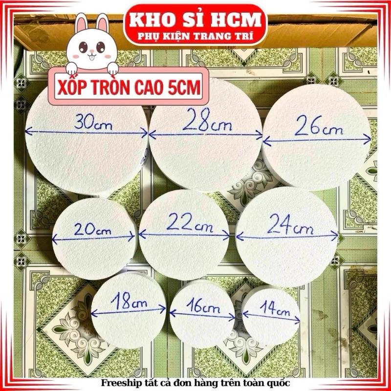 Đế xốp tròn cao 5-10cm làm bánh kem, tháp bánh