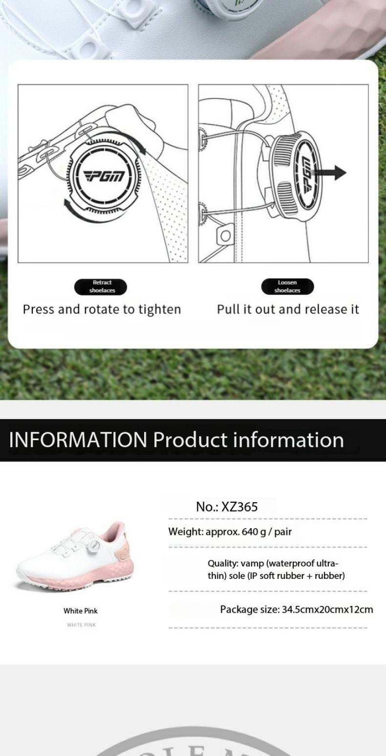 Product Introduction of [PGM] Cherry Blossom Golf Shoe Women's Shoes Waterproof Sports Shoes Non-Slip Lightweight Knob Comfortable Shock-Absorbing Nail-Free Shoes Xz365 14
