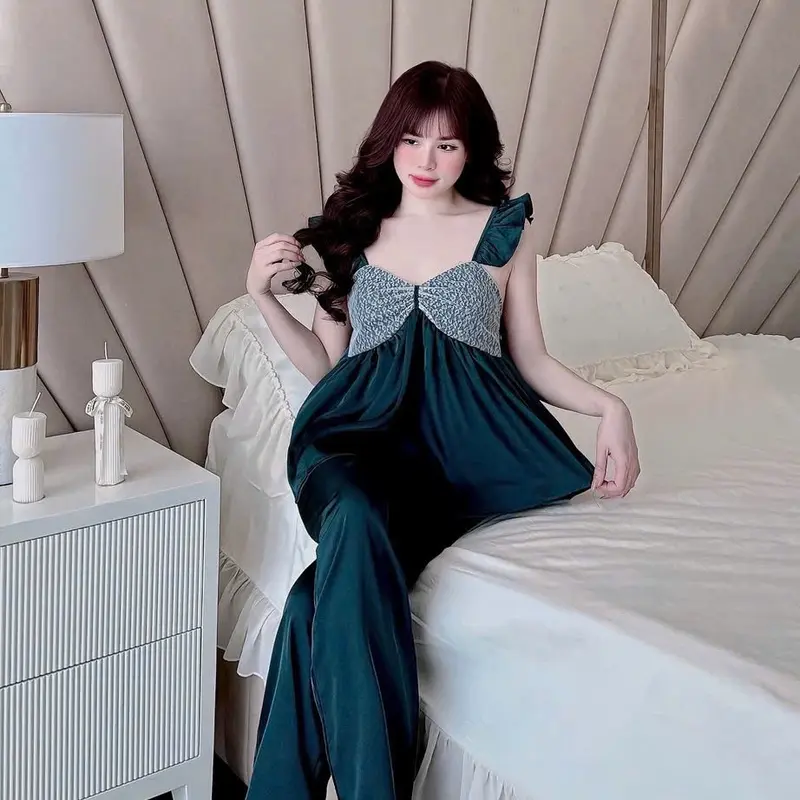 (40-60kg) Pijama cánh tiên quần dài Nữ Women 2
