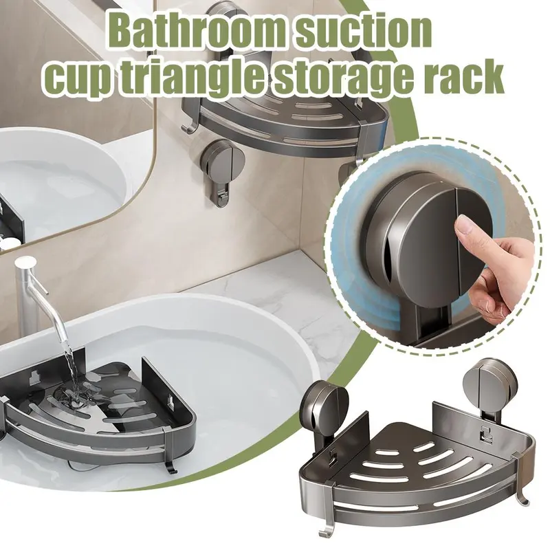 Giá Để Cốc Hút Nhà Vệ Sinh, Giá Để Đồ Phòng Tắm, Hình Tam Giác, Không Cần Thủng, Giá Để Đồ Góc, Hút, G9B5 0