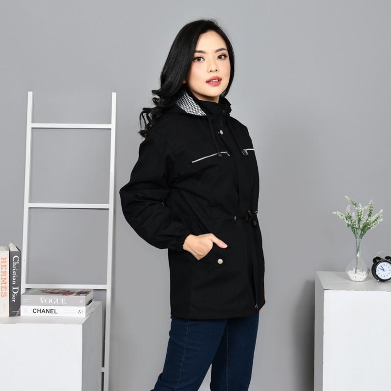 Jaket Wanita Parka Jumbo Hitam Bolak Balik Premium Tebal Kekinian 7