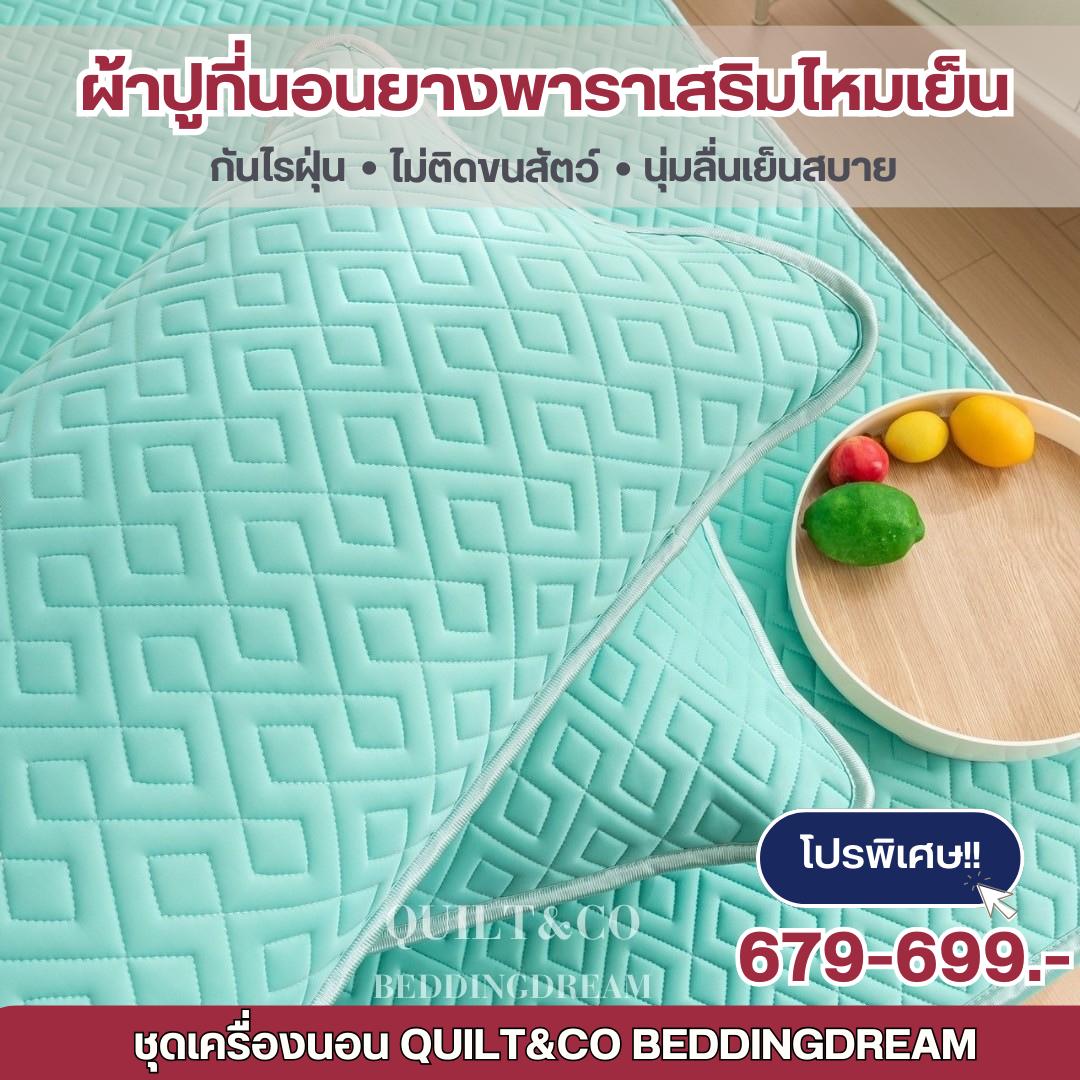 ผ้าปูที่นอนไหมน้ำแข็งสีพื้นมาใหม่ QUILT&CO BEDDINGDREAM