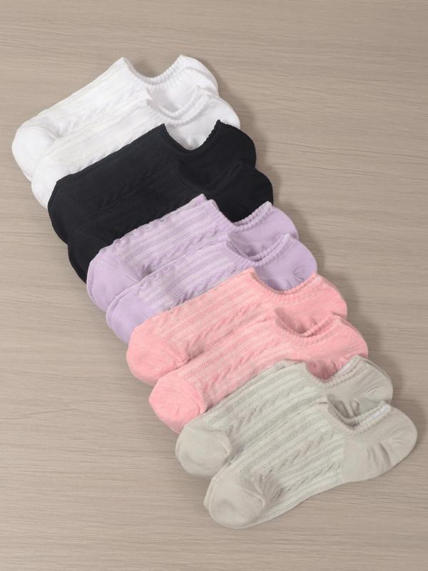 Women's 10 Pairs Textured Invisible Socks, Casual Soft Comfy Breathable Socks For Daily Wear, Women's Socks & Hosiery 3