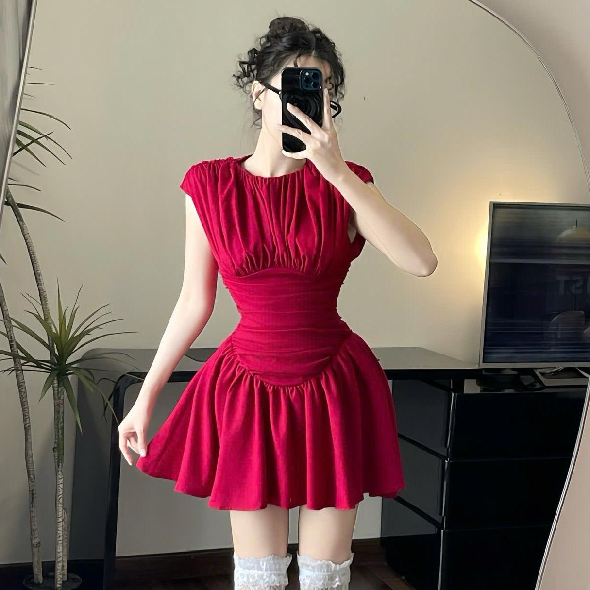 [MAISEY 2212] ĐẦM XOÈ TIỂU THƯ DÁNG NGẮN CHI TIẾT THẮT NƠ SAU