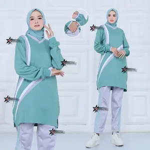 Stelan Baju Olahraga Senam Tunik Muslimah / Setelan Baju Olahraga Wanita Muslimah / Seragam Olahraga Celana Panjang  Sport Atasan