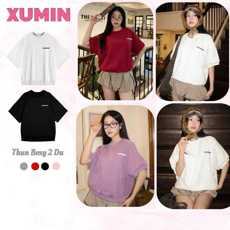 Dáng Boxy Trendy Chất Nỉ Ép In Nổi Confident ( Dáng Cộc Tay)