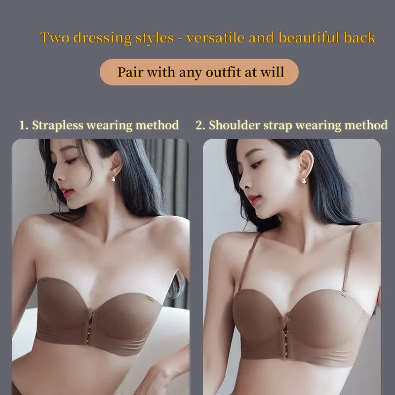 Khóa trước đóng cửa Bra quây không dây chống trượt áo hỗ trợ nhỏ dày vô hình lớn không dấu vết phía sau quần lót phụ nữ