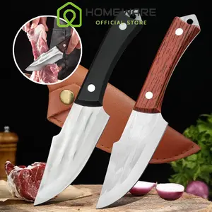 Pisau Dapur Daging Serbaguna Baja Tahan Karat dengan Sarung Pisau serut bambu Kitchenware Steel Stainless