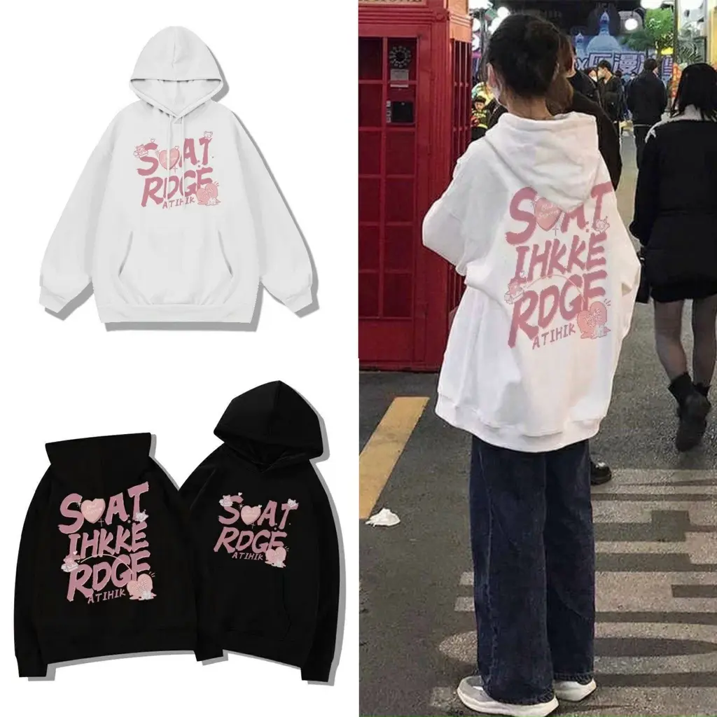 Áo Hoodie Chữ SOAT ROGE Phối Túi  Unisex Nam Nữ  Chóng Nắng - Kiểu Áo Khoác Thun nỉ Len Tay Dài Rộng  - Menswear Top Jacket Màu Đen , Trắng Women việt nam khoá kéo