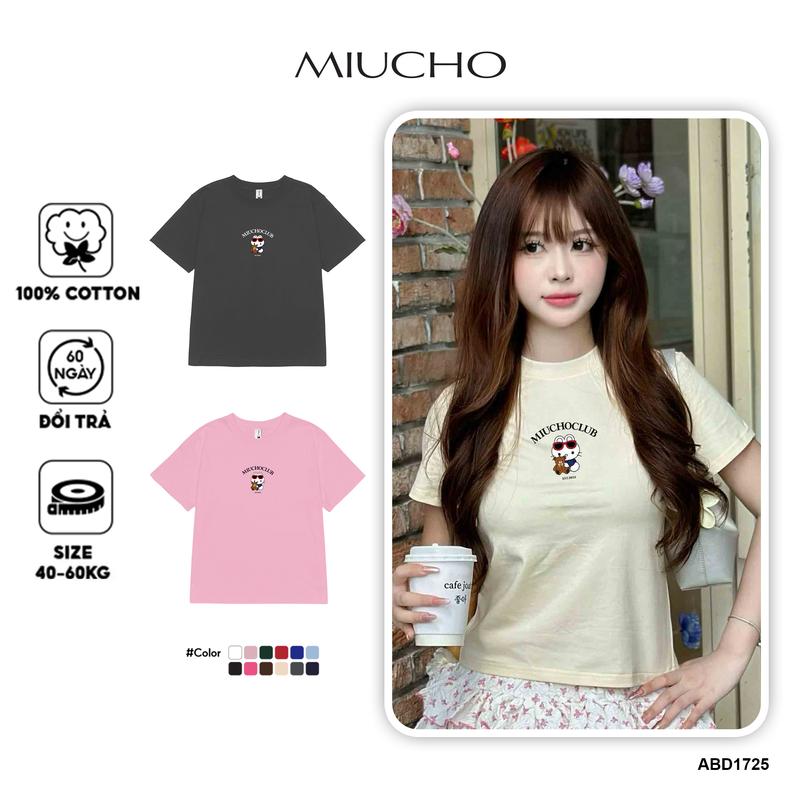 Áo baby tee ôm cổ tròn vải cotton thoáng mát ABD1725 Miucho in mix
