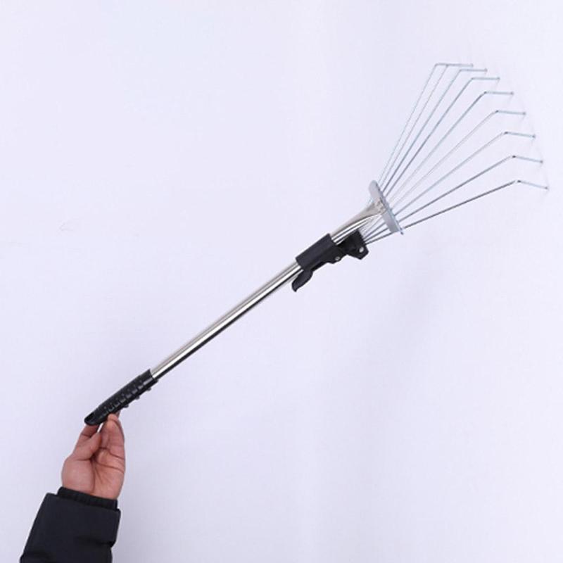 Grass Rake 9 Teeth Stainless Steel Rake Adjustable Steel Rake With Handle Gardening Rake L6K4 2
