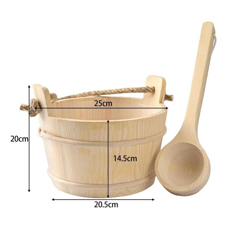Product Introduction of Wooden Sauna Barrel and Ladle Portable Multifunctional 4L Large Capacity Bath Supplies for SPA Bath Sauna Room Hotel Bathroom 0