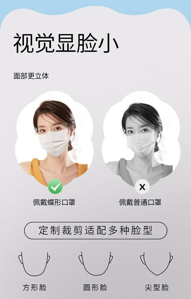 Product Introduction of Mặt Nạ Không Độc Lập, Mặt Trời Mùa Hè, Hình Bướm, Dùng Một Lần, Ba Lớp, Hình Chữ V, Bó Sát Mặt, Làm Trắng, Ins, Giá Trị Cao, Morandi 14